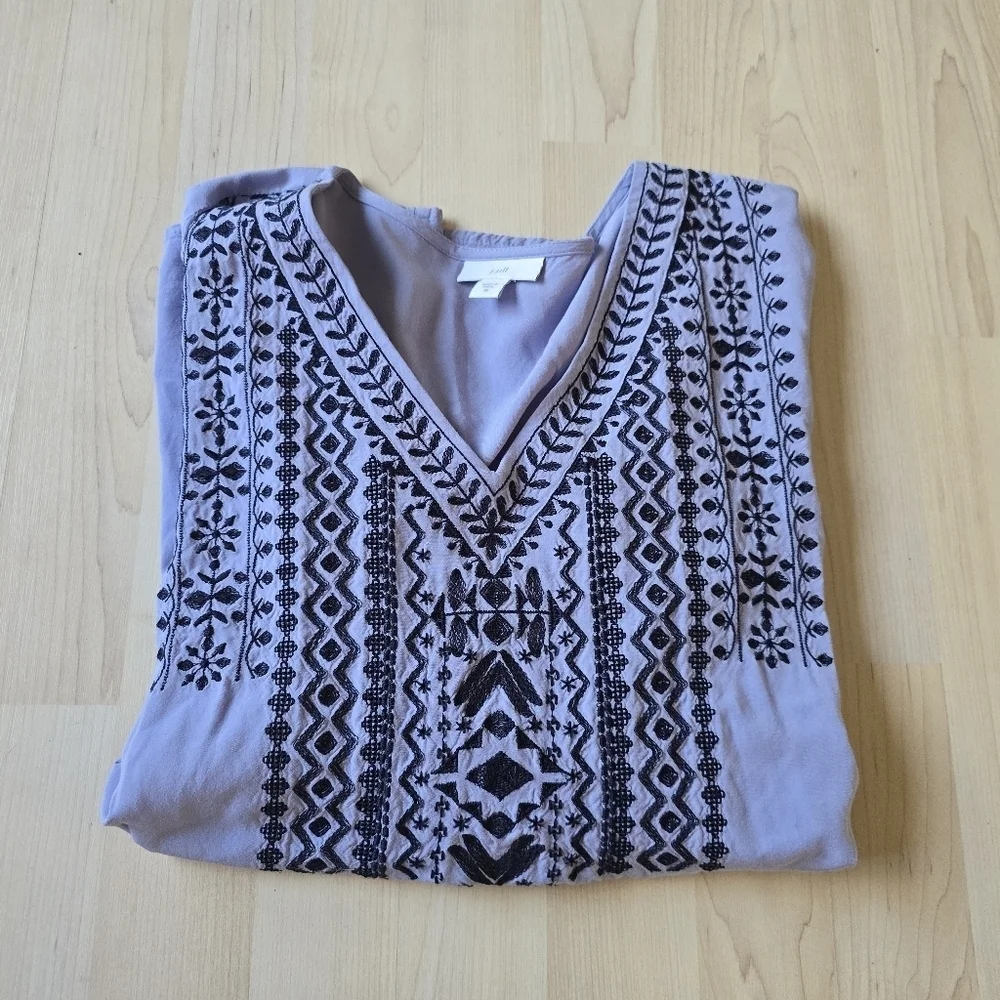 J.Jill Viscose Rayon Embroidered Tunic Top Size Medium
